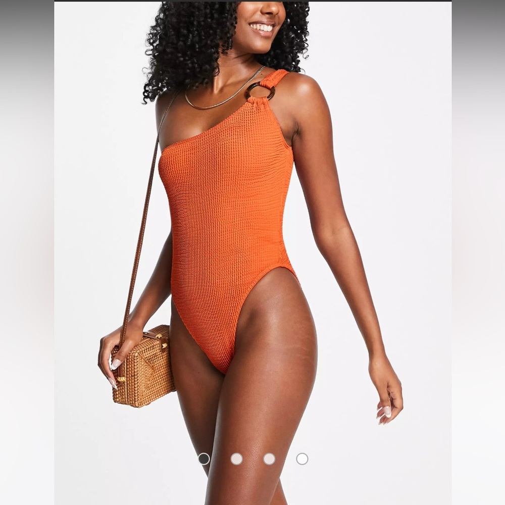 Orange Crinkle One Piece Swimsuit